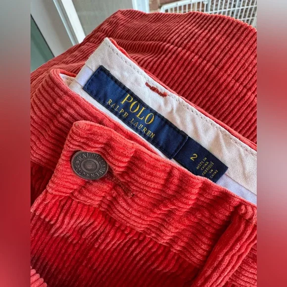 Polo Ralph Lauren Corduroy Trousers- orangey salmon colored (pants) - Picture 3 of 7